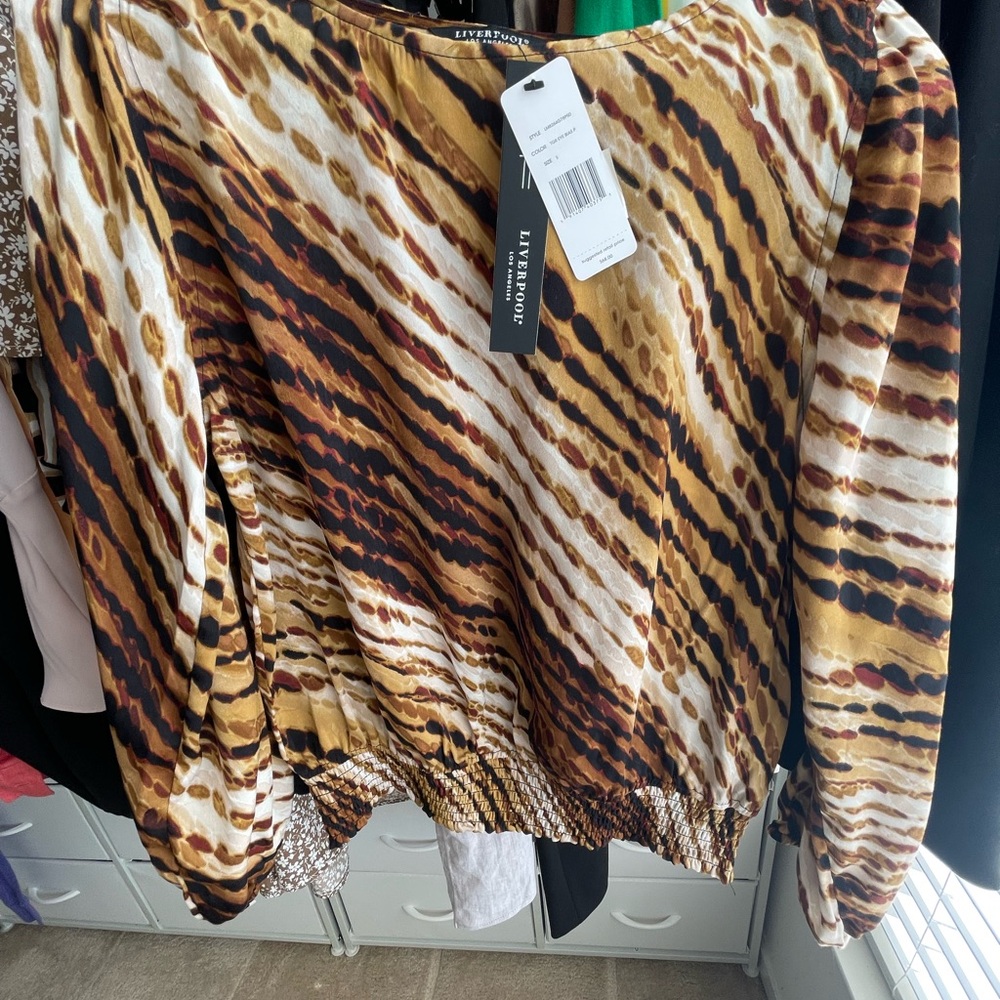 Liverpool Brown and Tan Patterned Blouse